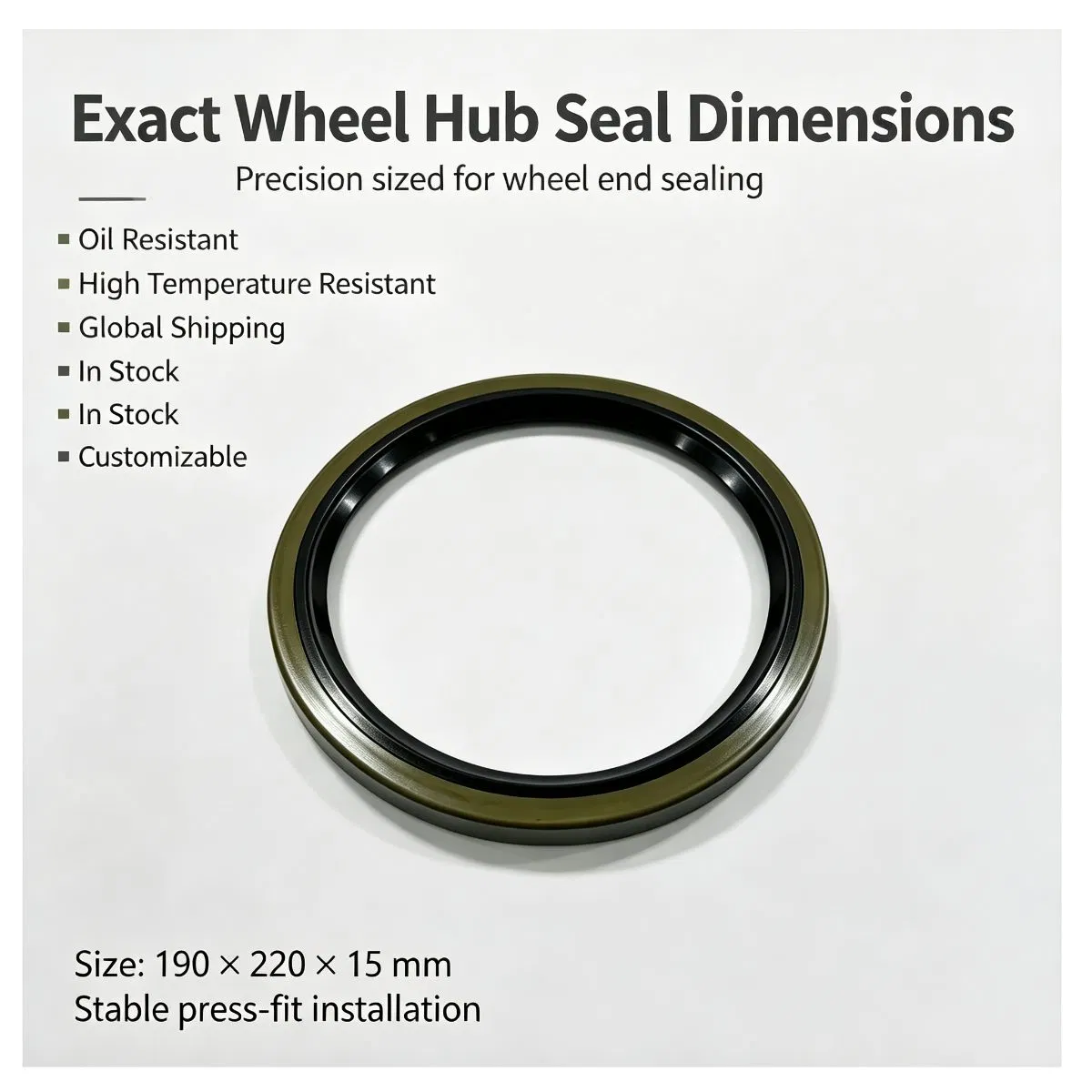 190x220x15mm Rear Wheel Hub Oil Seal OEM WG9112340113 WG9112340114 — photo 3